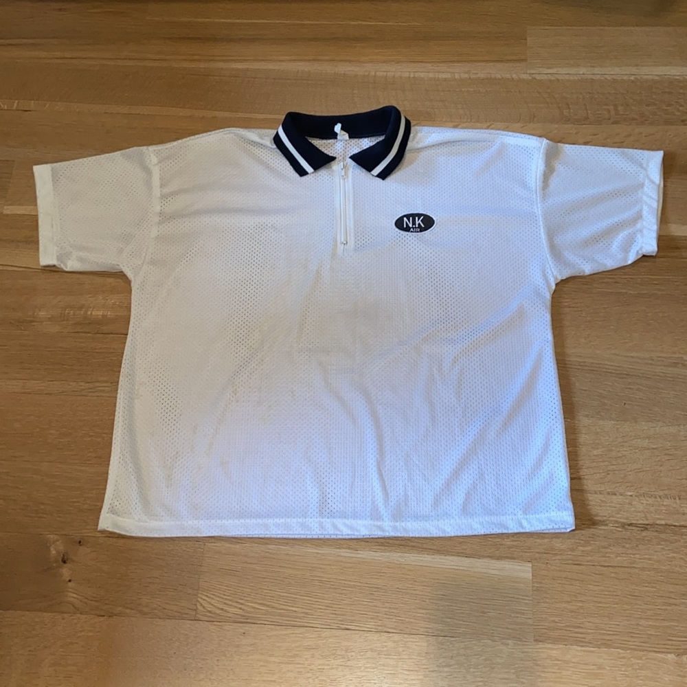 Men’s Mesh White Polo Shirt Short Sleeves Ventilated T-Shirt Tee Top